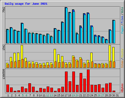 Daily usage for June 2021